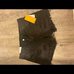 H&M black fringed shorts size 2 NWT